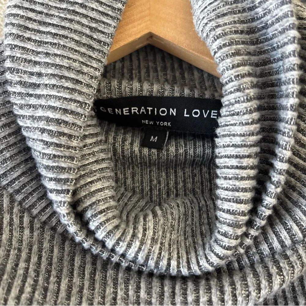 Generation Love Charcoal Ribbed Knit Turtleneck Sweater Longsleeve Layering Top - Picture 7 of 9